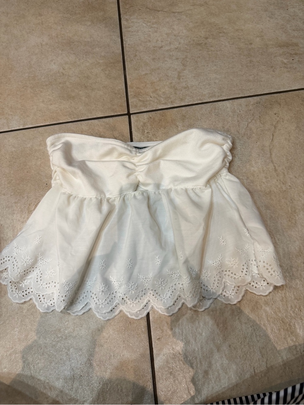 wild fable White Strapless Eyelet Babydoll Top